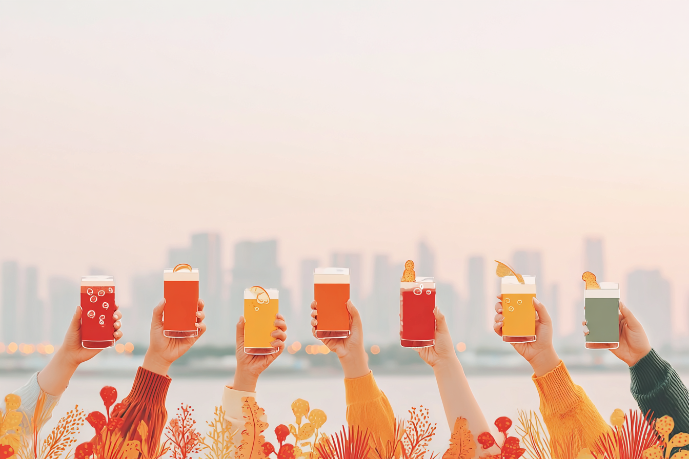Friends raising glasses together